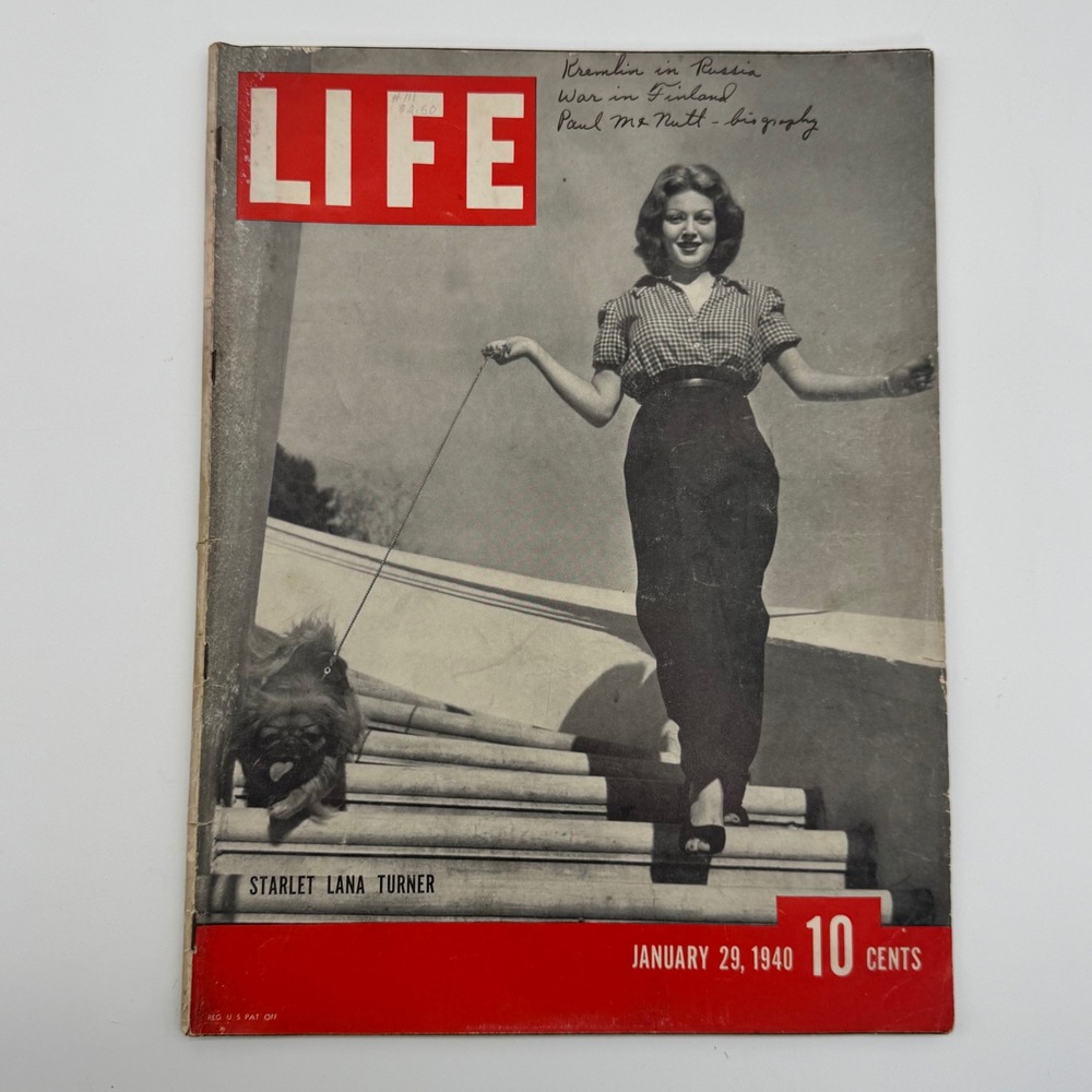 Vintage LIFE Magazine Jan 29 1940 Lana Turner Cover Hollywood Starlets Nash Ad